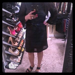 Sexy and fun dress. Black lace over nude.